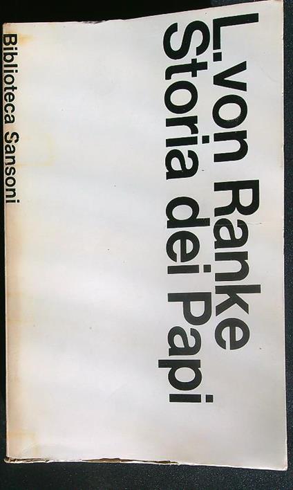 Storia dei Papi - L. Von Ranke - copertina