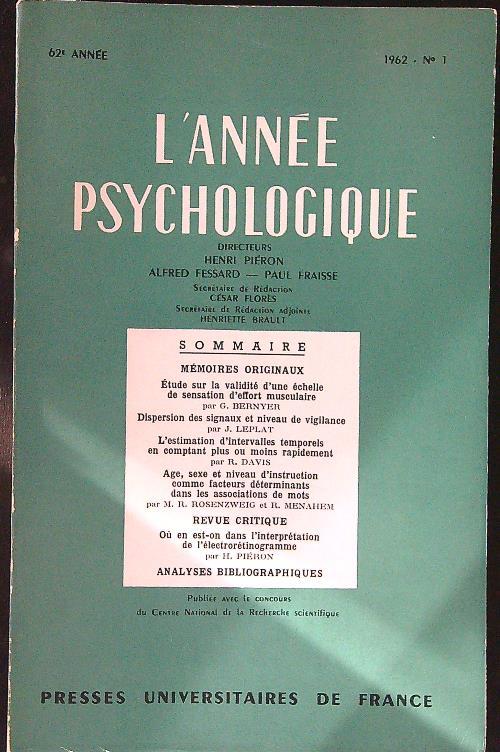 L' annee psychologique
