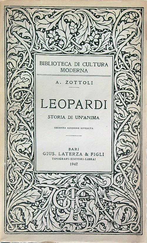 Leopardi. Storia di un'anima - Angelandrea Zottoli - copertina