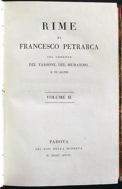 Rime vol.II parte II - Francesco Petrarca - copertina