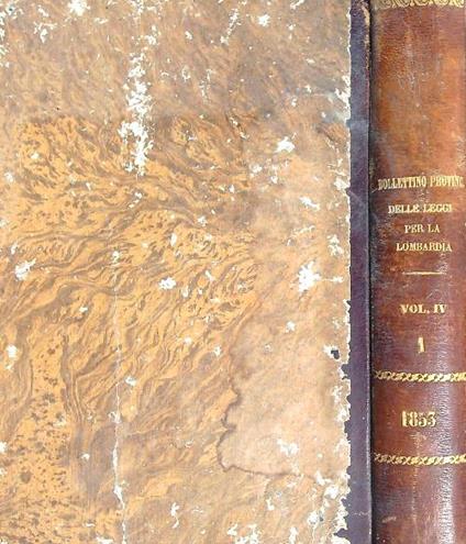 Bollettino Provinciale degli Atti di Governo per la Lombardia Parte 1/ da 1-14/ 1853 - copertina