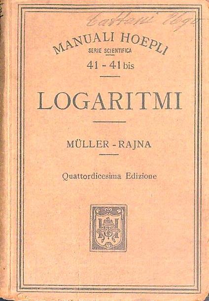 Tavole di logaritmi - Otto Muller - copertina