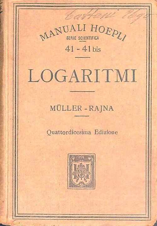 Tavole di logaritmi - Otto Muller - copertina