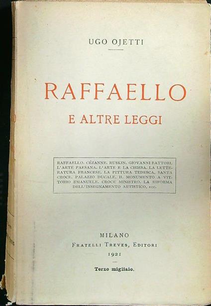 Raffaello e altre leggi - Ugo Ojetti - copertina