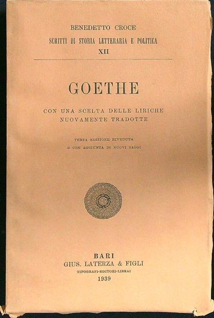 Goethe - Benedetto Croce - copertina
