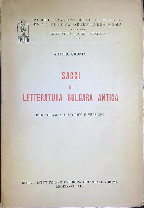 Saggi di letteratura Bulgara antica