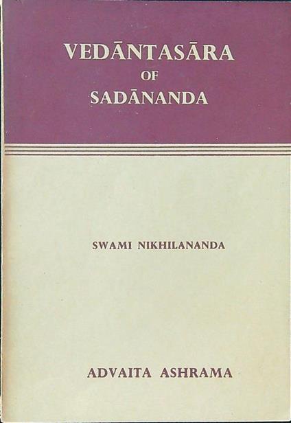 Vedantasara of Sadananda - Swami Nikhilananda - copertina