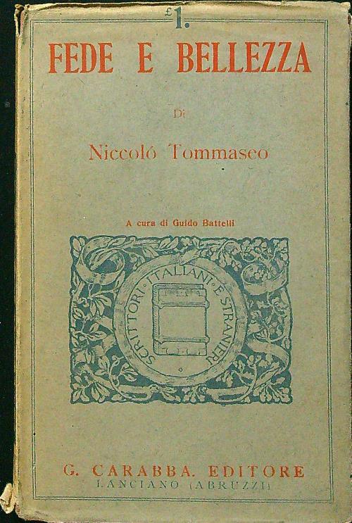 Fede e bellezza - Niccolo' Tommaseo - copertina