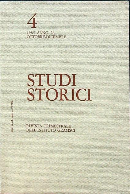 Studi storici 1985 anno 26 n.4 ottobre-dicembre - copertina
