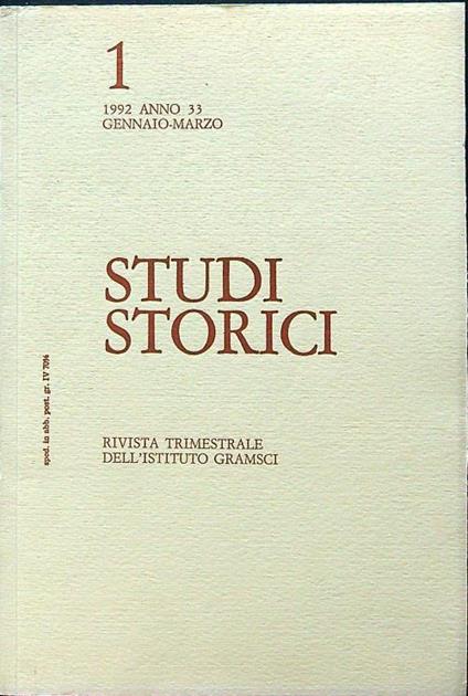 Studi storici 1992 anno 33 n.1 gennaio-marzo - copertina