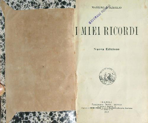 I miei ricordi - Massimo D'Azeglio - copertina