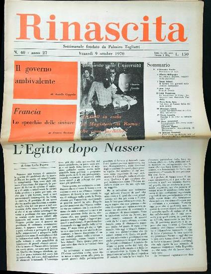 Rinascita 40/1970 - copertina
