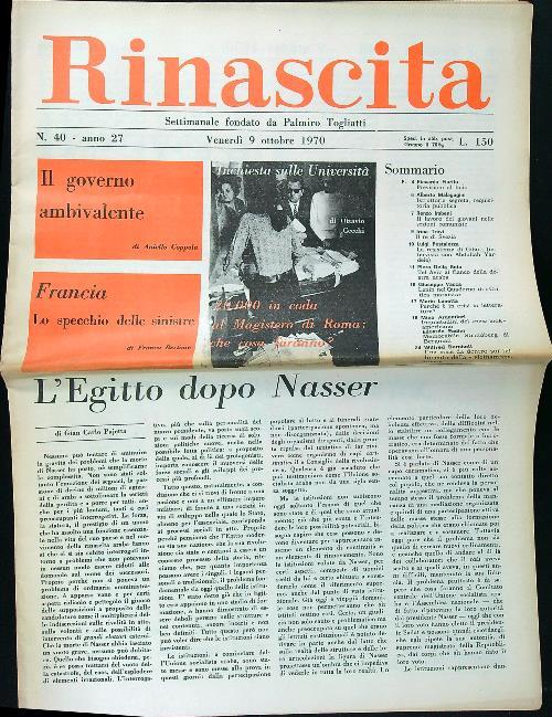 Rinascita 40/1970 - copertina