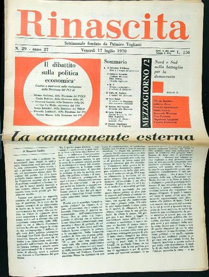 Rinascita 29/1970 - copertina