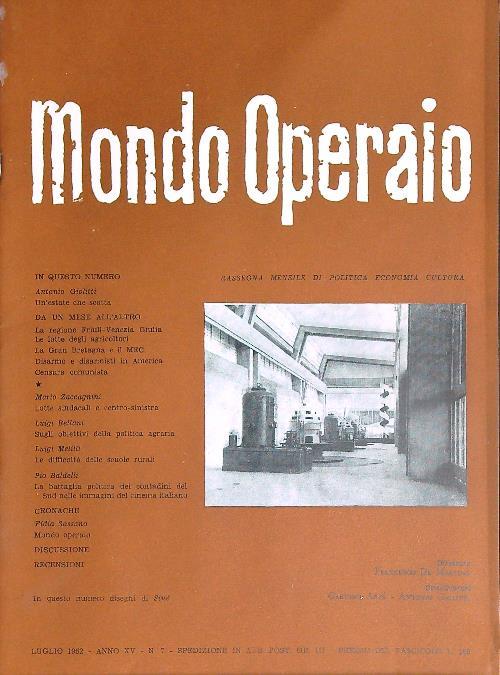 Mondo Operaio 7/1962 - copertina