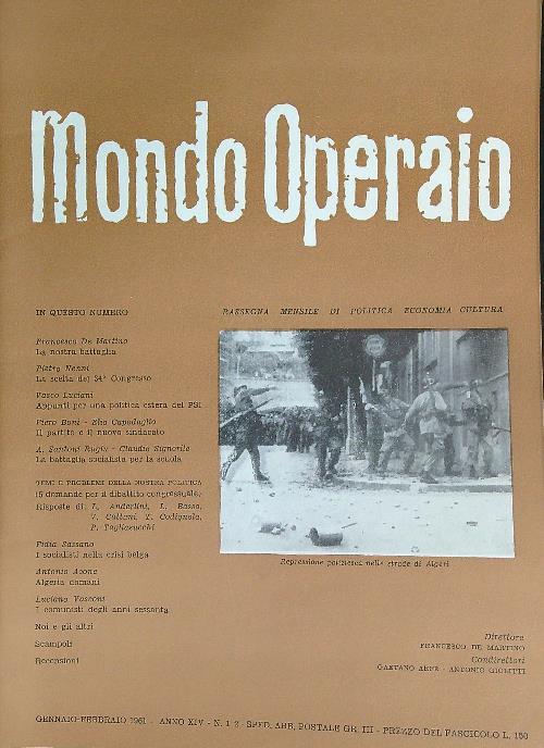 Mondo Operaio 1-2/ 1961 - copertina