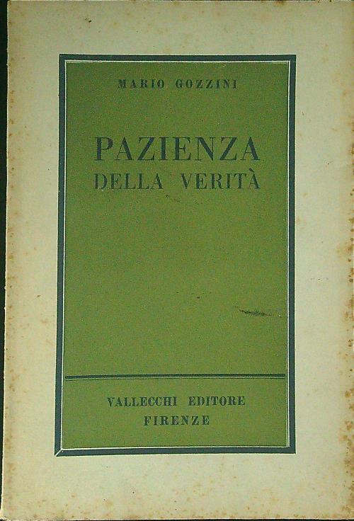 Pazienza della verità - Mario Gozzini - copertina