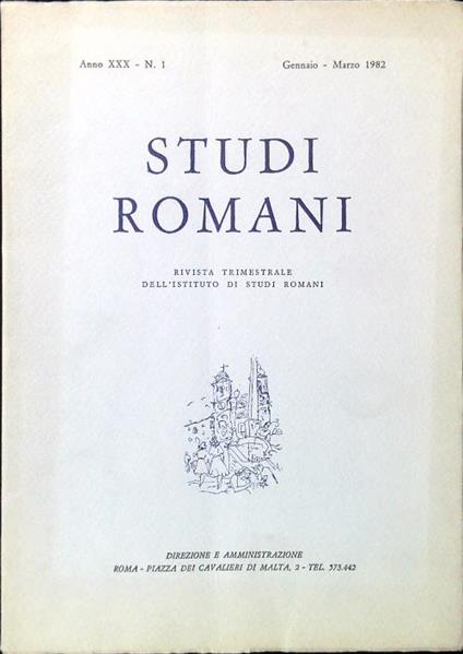 Studi Romani Anno XXX - N. 1/Gennaio Marzo 1982 - copertina