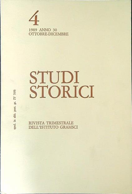 Studi storici 4/1989 Anno 30 / Ottobre - Dicembre - copertina