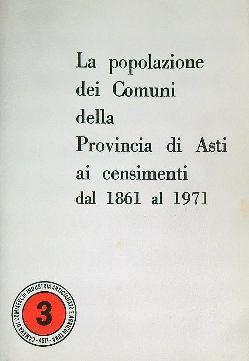 La popolazione dei Comuni della Provincia di Asti ai censimenti dal 1861 - copertina
