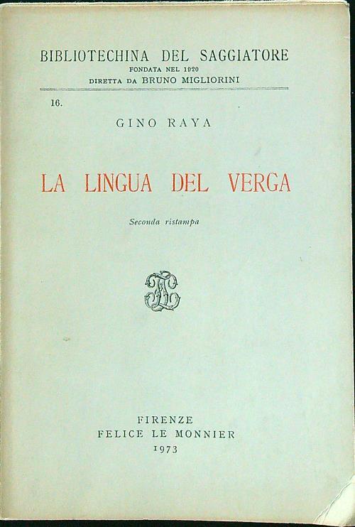 La lingua del Verga - Gino Raya - copertina