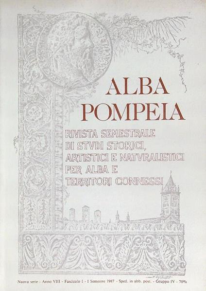 Alba Pompeia Fasc I- I sem 1987 - copertina