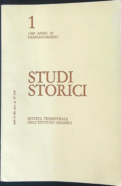 Studi Storici 1 / 1989 Anno 30 / Gennaio - Marzo - copertina