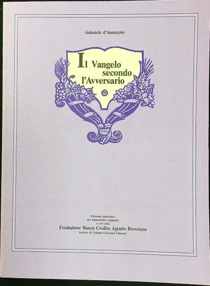 Il vangelo secondo l'avversario - D'annunzio - copertina