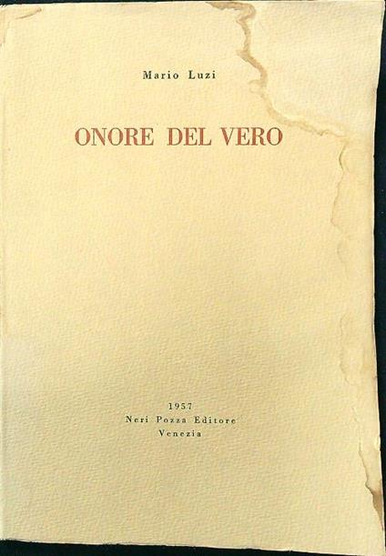 Onore del vero - Mario Luzi - copertina