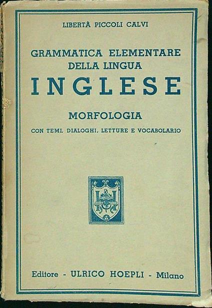 Grammatica elementare della lingua inglese morfologia - copertina