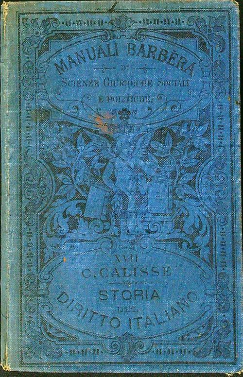 Storia del diritto italiano 1 - CAlisse - copertina