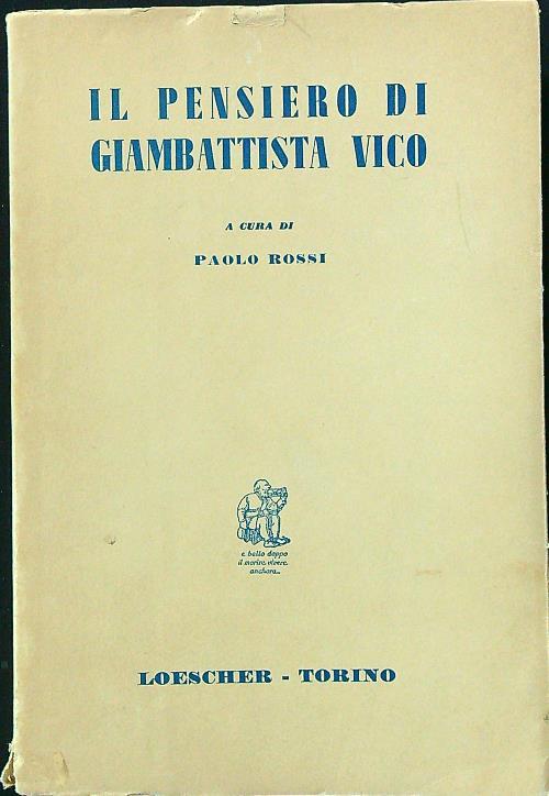 Il pensiero di Giambattista Vico - Paolo Rossi - copertina