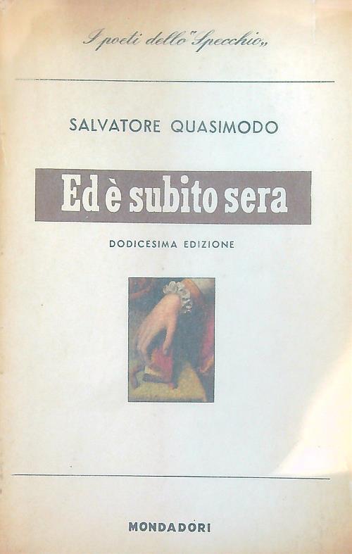 Ed è subito sera - Salvatore Quasimodo - copertina