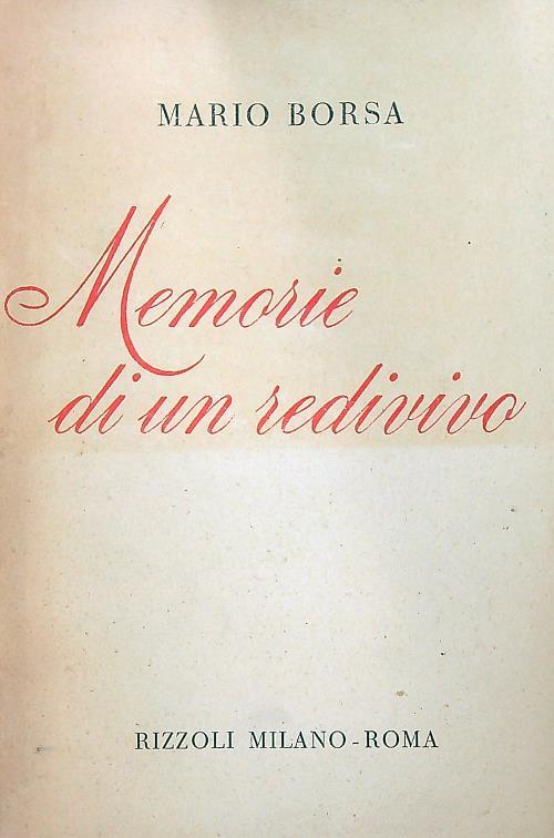 Memorie di un redivivo - Mario Borsa - copertina