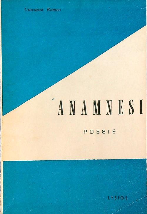 Anamnesi - Giovanni Romeo - copertina