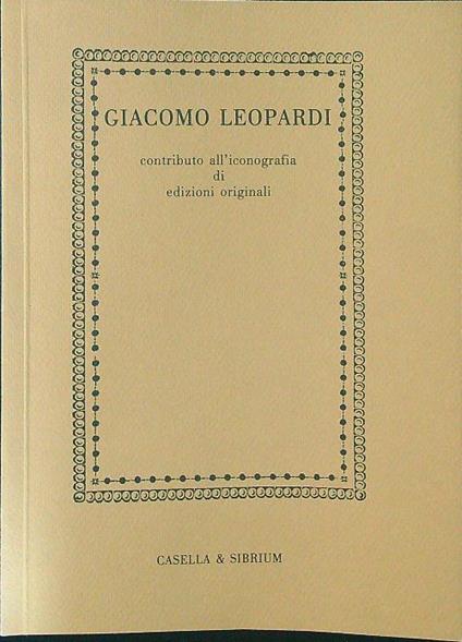 Giacomo Leopardi - copertina