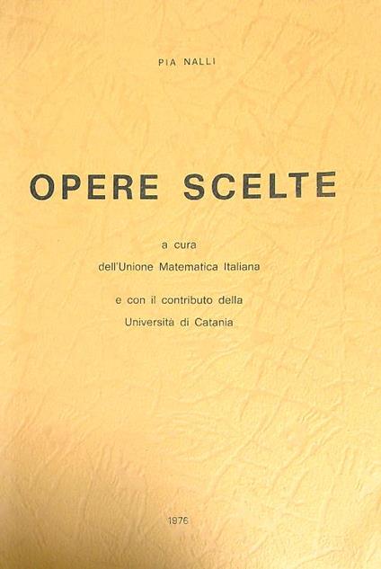 Opere scelte - Pia Nalli - copertina