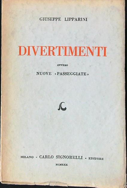 Divertimenti - Giuseppe Lipparini - copertina