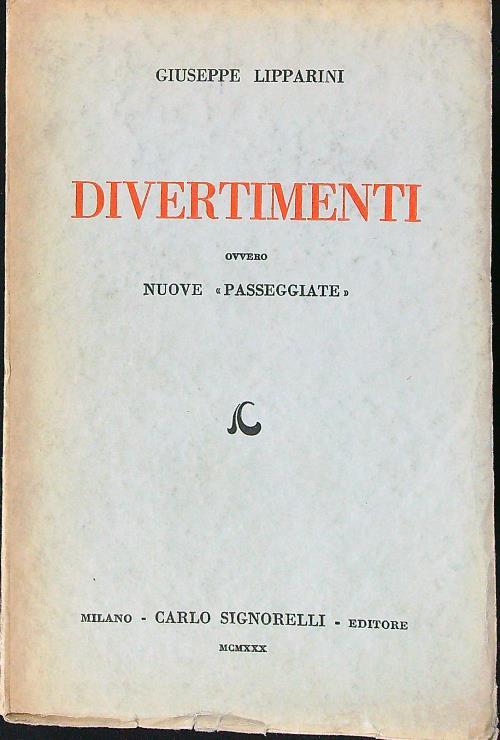 Divertimenti - Giuseppe Lipparini - copertina