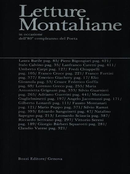 Letture Montaliane in occasione dell'80° compleanno del Poeta - copertina