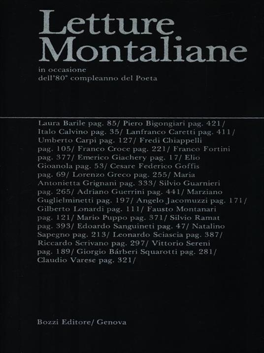 Letture Montaliane in occasione dell'80° compleanno del Poeta - copertina