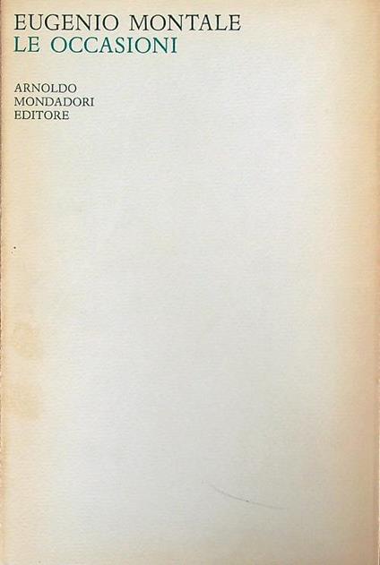 Le occasioni - Eugenio Montale - copertina