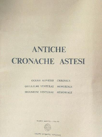 Antiche cronache astesi - copertina