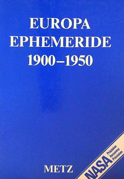 Europa Ephemeride 1900-1950 - copertina