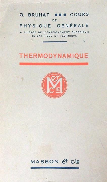 Thermodynamique - G. Bruhat - copertina