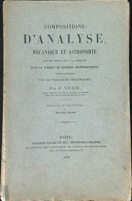 Compositions d'analyse, mecanique et astronomie - E. villiè - copertina