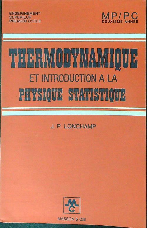 Thermodynamique  - J. P. Lonchamp - copertina