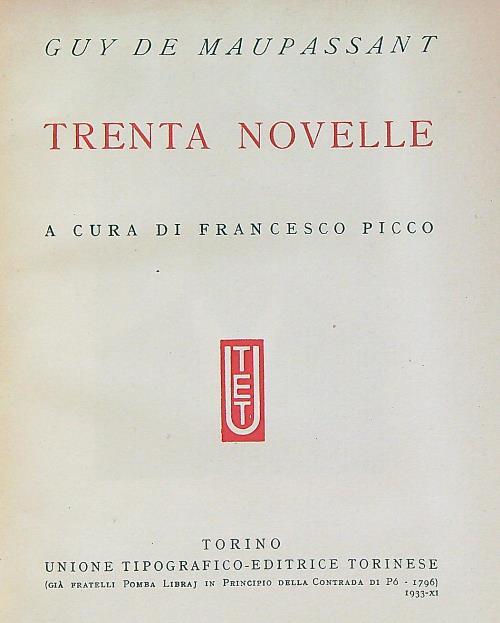 Trenta novelle - Guy De Maupassant - copertina