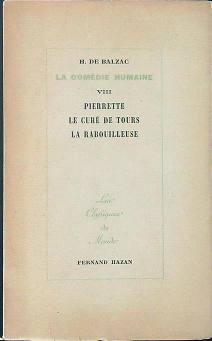Pierrette Le curè de tours La rabouilleuse - H. De Balzac - copertina