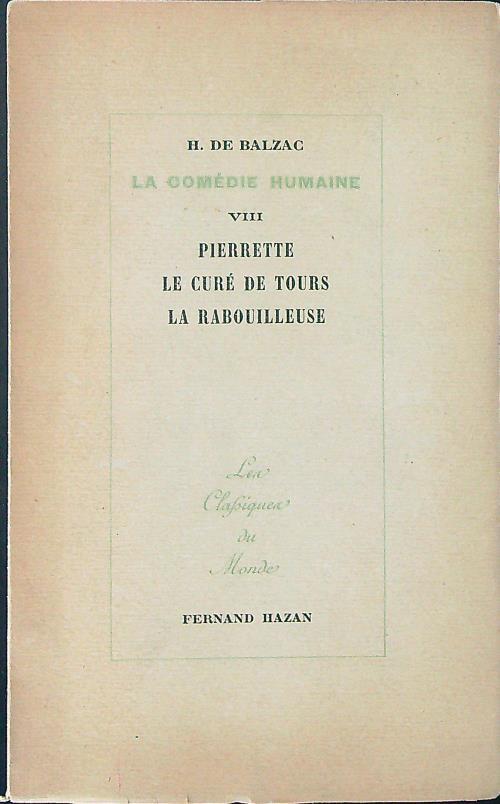 Pierrette Le curè de tours La rabouilleuse - H. De Balzac - copertina